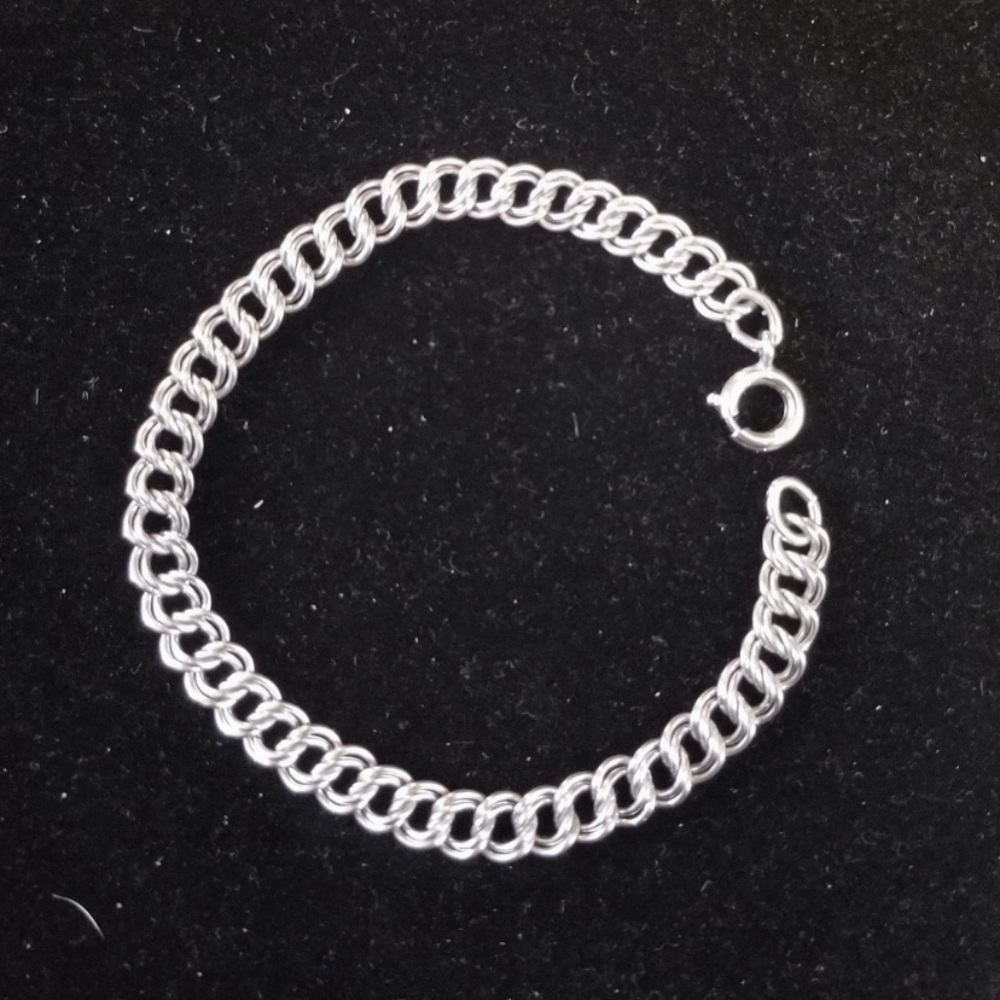 Sterling Silver Charm Double link Chain Bracelet